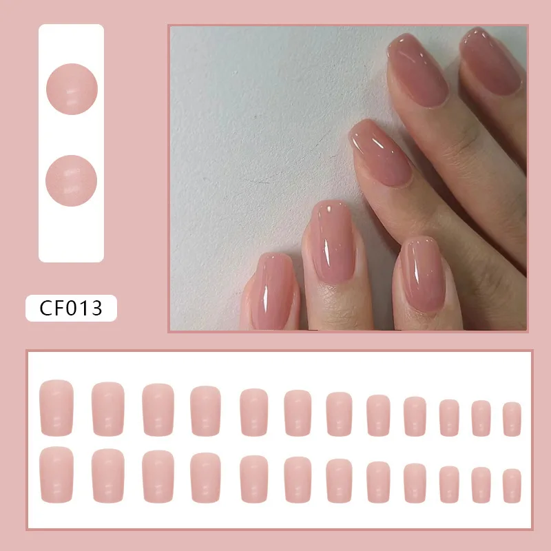 24 Short Square Press on Acyrlic Nails Solid Color Fake Nails for Gluing Sweet Bright Pink Square Short Medium Stick-on Nails