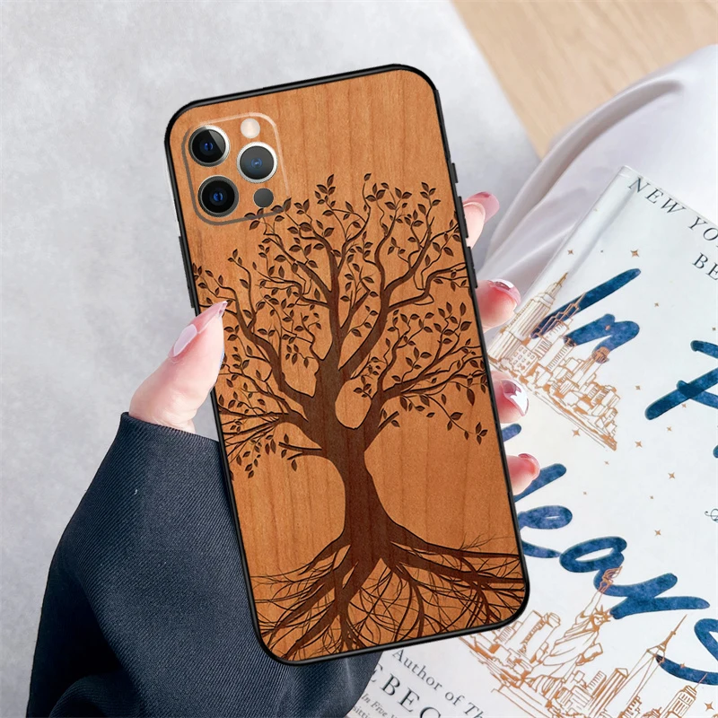 Tree Rose Skull Cactus Wood Phone Case For iPhone 15 16 Pro Max 11 12 13 Mini 14 Pro Max XR 15 16 Plus 16e Cover Coque