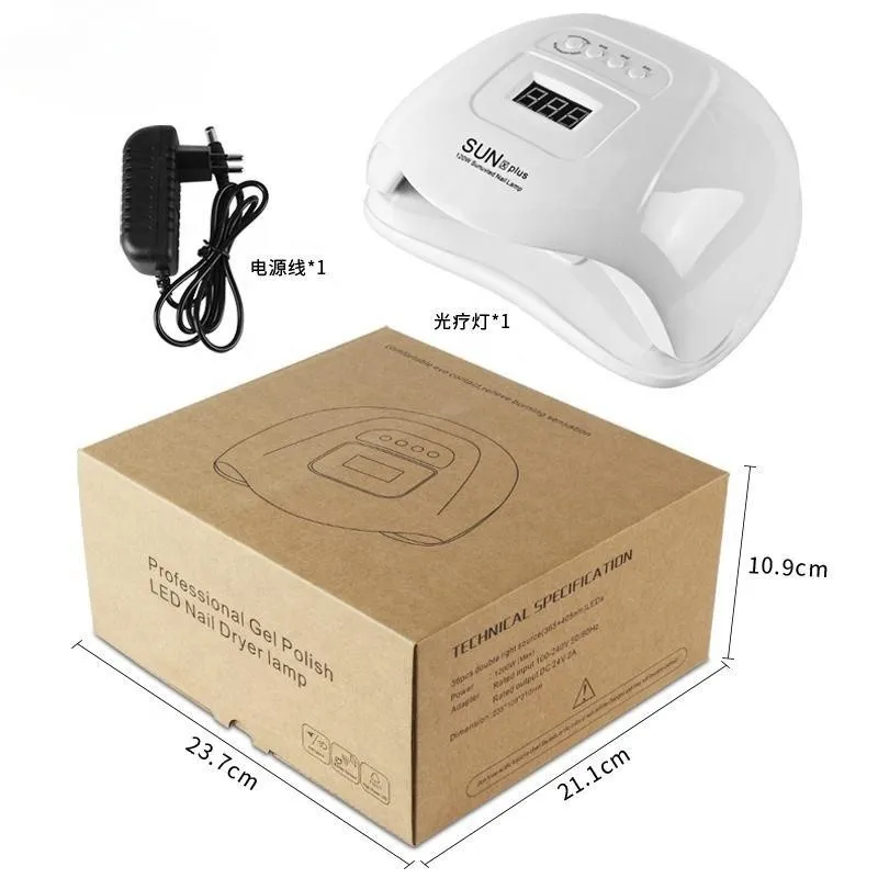 SUNXPLUS-Lámpara inteligente de fototerapia para uñas, secador de uñas de secado rápido, modo indoloro, UV + LED, 365nm + 405, paquete de 120W