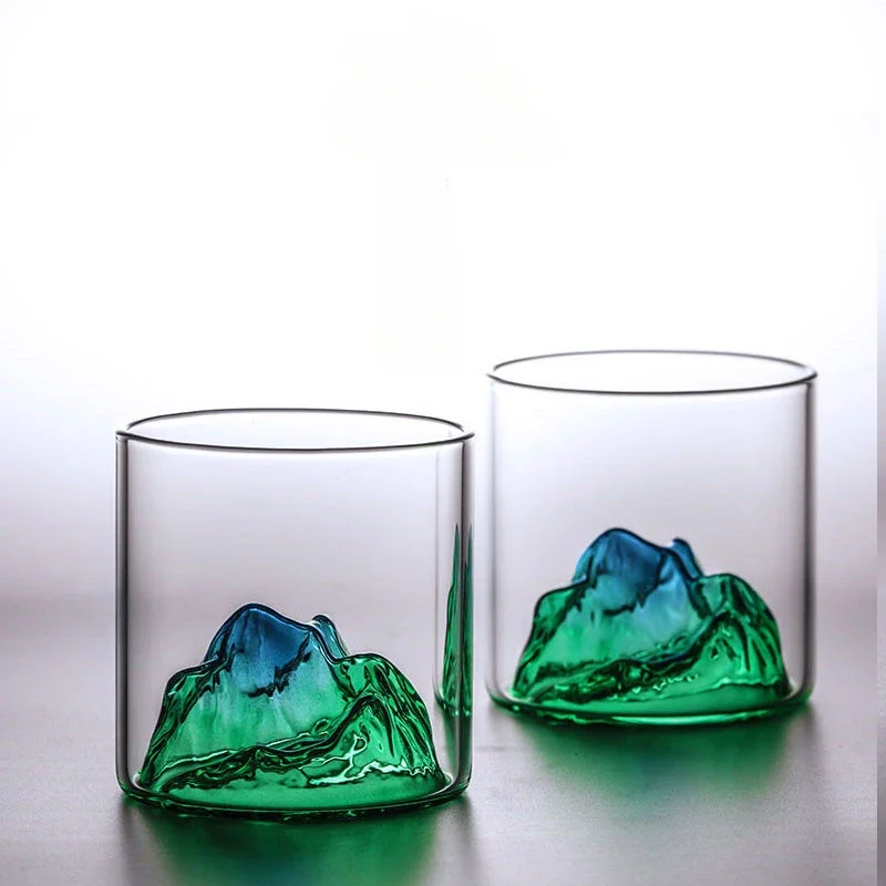 Fuji Mountain Retro Japanese Glass Cup Japanese Handmade Tea Cup Whiskey Wine Cup Tibetan Mountain Water