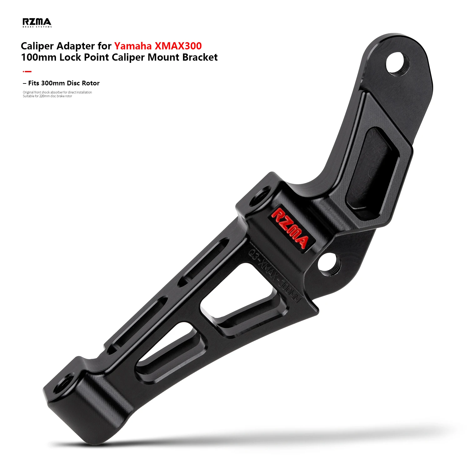 RZMA CNC Aluminum Large Radiation Caliper Adapter for Yamaha XMAX300 – 100mm Mounting Hole Spacing