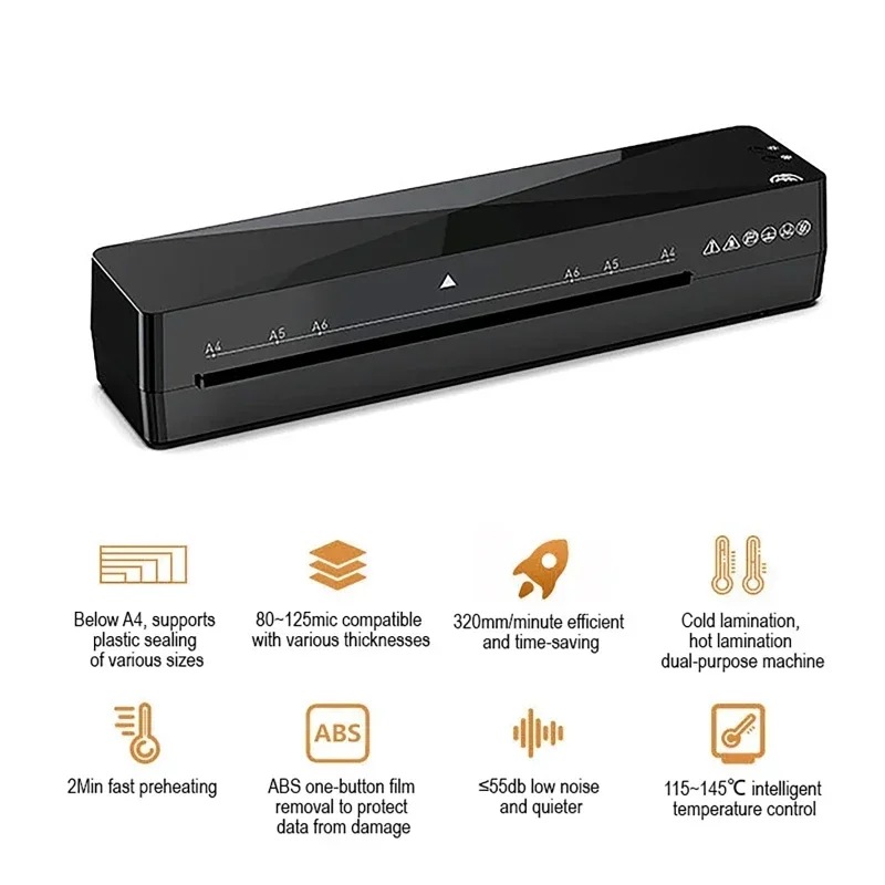 Hot and Cold Laminator A4 Professional Thermal Office Plastic Film Roll Laminator Machine for Document Photo Blister Packaging