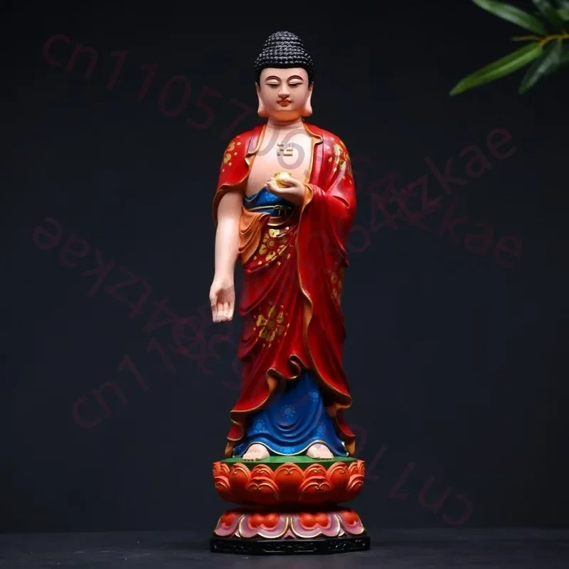 Hand-Carved Boxwood Amitabha Buddha Statue - 11.8