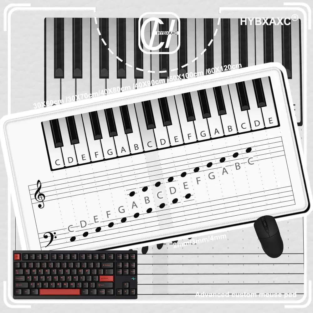 

Нескользящий резиновый коврик для стола разных размеров, трендовый винтажный коврик для мыши с музыкальными нотами и пианино, для ПК и ноутбука, 90x40 см, для клавиатуры HYBXAXC