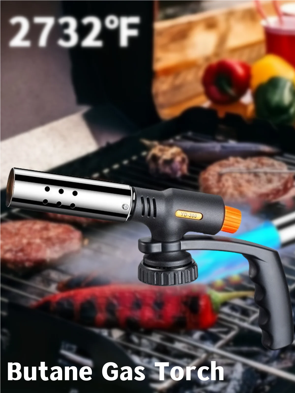 1pc torche Butane de gros calibre pistolet à flamme de gaz torche de Barbecue flamme réglable pour la cuisson de Barbecue pistolet à flamme Butane d'allumage en carbone