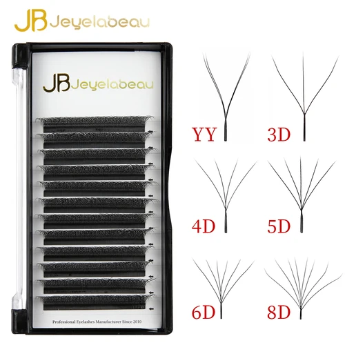 Extensiones de pestañas en forma de W JB Jeyelabeau, extensión de pestañas en forma de YY 3D 4D 5D 6D 8D, ventiladores prefabricados, pestañas rusas con floración automática