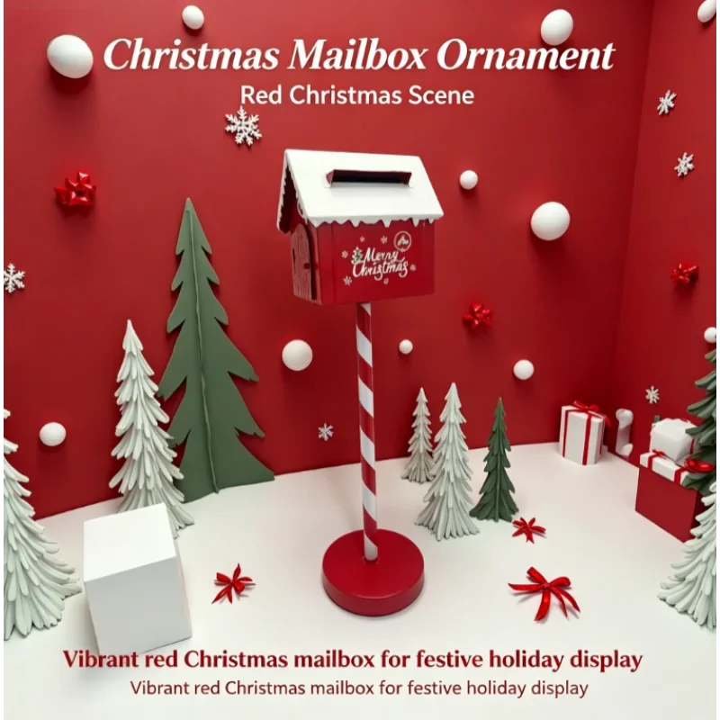 Iron  Village Mailbox Shape Decoration Holiday Window Sill Display Metal House Ornament for Bar Shop Mantel Winter Theme Party