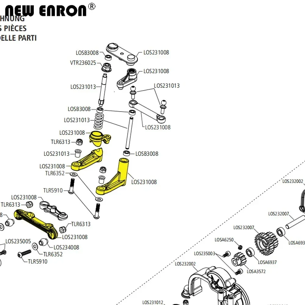 CNC Aluminum Alloy Steering Assembly #LOS231008 for RC Car 1/10 Team Losi 1/10 Baja Rock Rey LOS03020T1