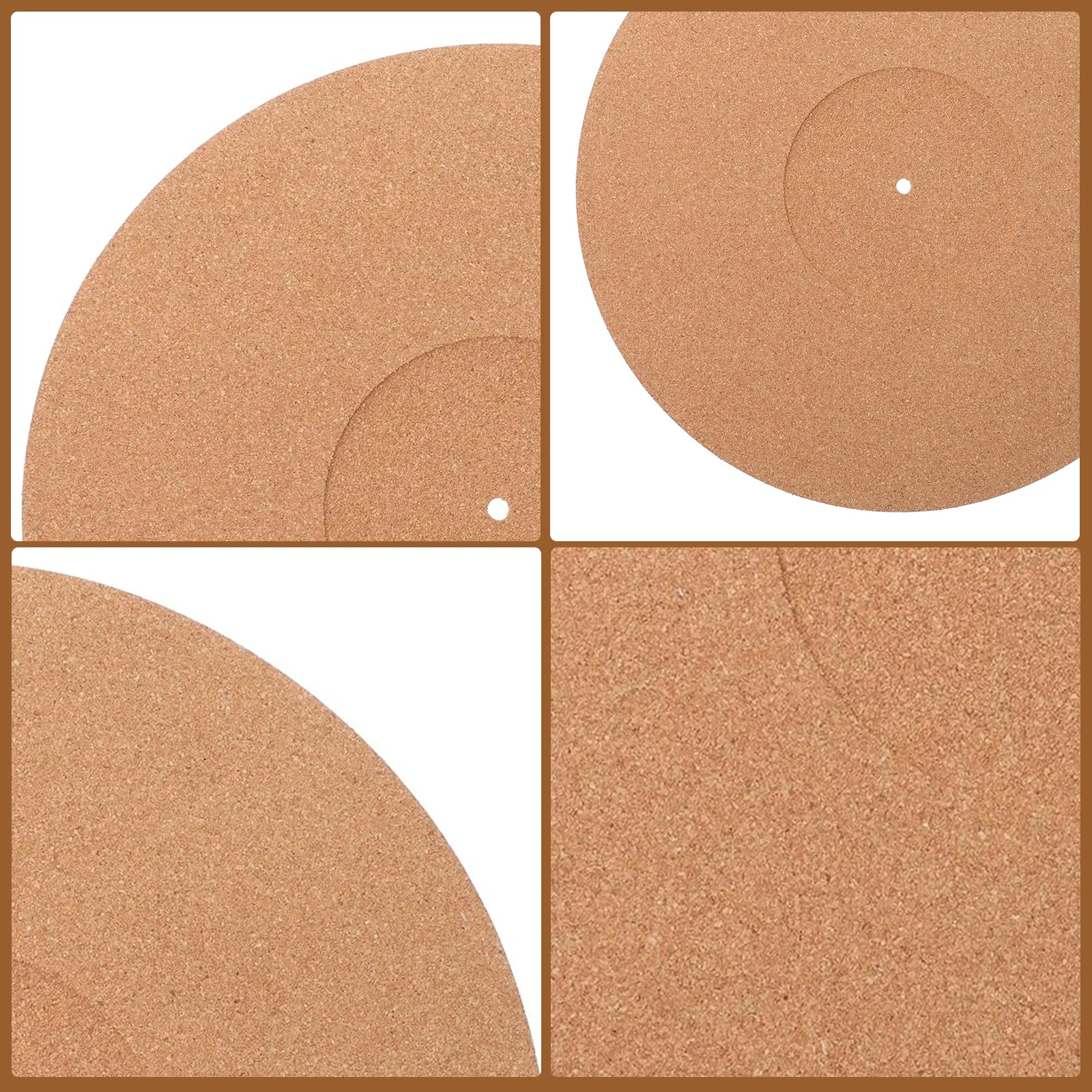 2 Pieces Cork Record Mat with High Fidelity Thick Vinyl Player Platter Pad Anti-Slip Anti-Static for All LP Vinyl Record Players - view 5
