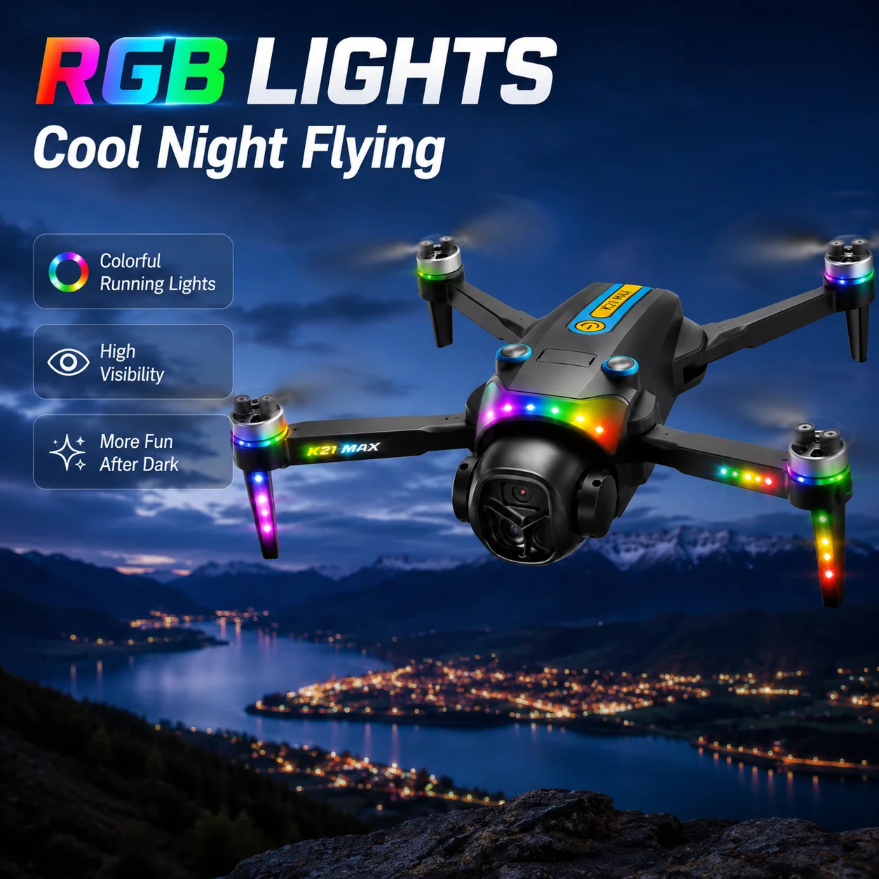 RC Drone Optical Flow Hover Headless Mode 360° Stunt Roll Trajectory Flight Waypoint Definition One Key Takeoff Landing Wind Resistant Hobby Drone