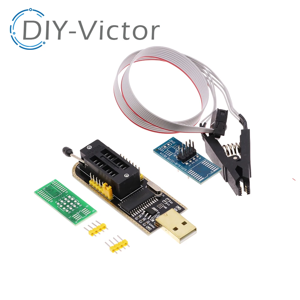 Programador USB CH341 CH341A con SOP8 SOP8 SOP, Clip de prueba, programador de enchufe IC, compatible con muchos chips EEPROM flash 24/25XX SPI