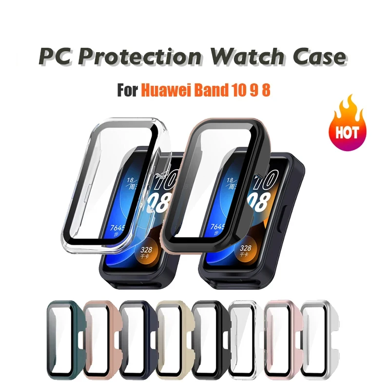 Hochwertige PC-Gehäuseabdeckung, Displayschutzfolie für Huawei Band 10, 9, 8, 10, NFC, 9 NFC, 8 NFC, schlanke Smartwatch, schützende Smartwatch