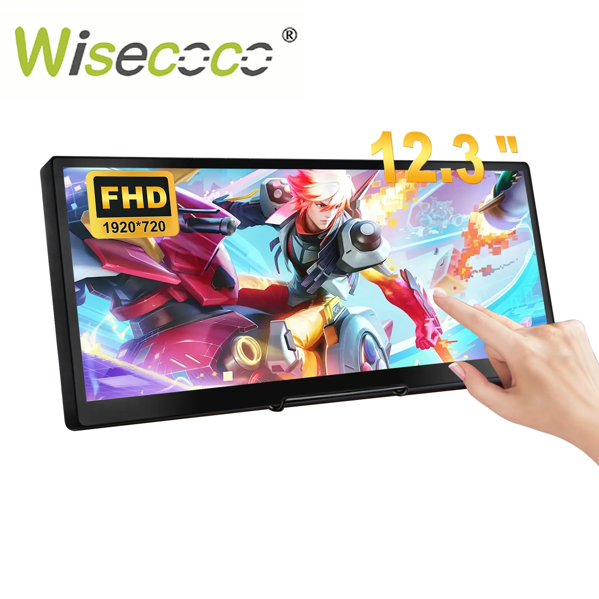 12.3 Inch Touch Screen Portable Monitor HDMI USB-C 1920x720 Stretched Bar LCD Mini Secondary Display for PC Laptop Raspberry Pi