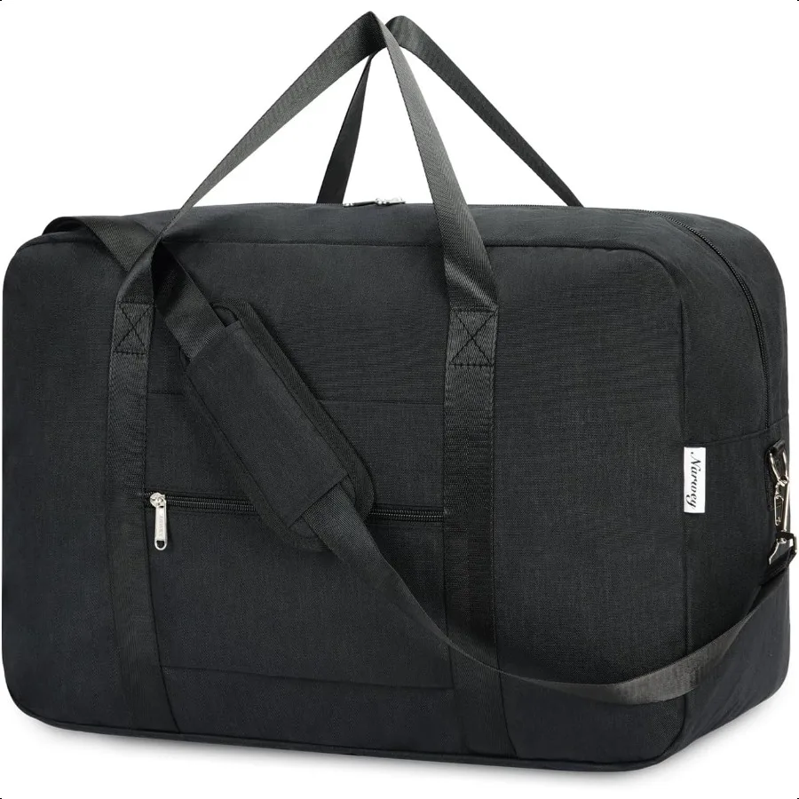 

Carry on luaggage 22x14x9 Airlines Appd Foldable Carry on Bag Travel Duffel Packable Duffle Overnight for Women and Men 40L Bla