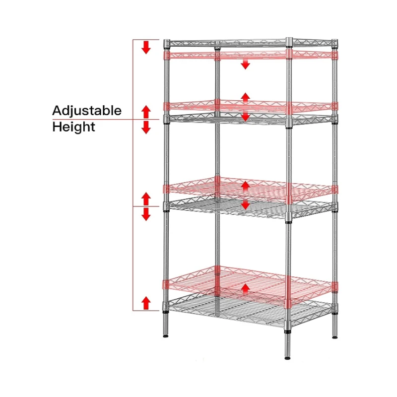 Stocked Sustainable 250kg Heavy Duty Wire Rack With NSF Approved 4 Tier 201 Stainless Steel Kitchen Shelf Racking
