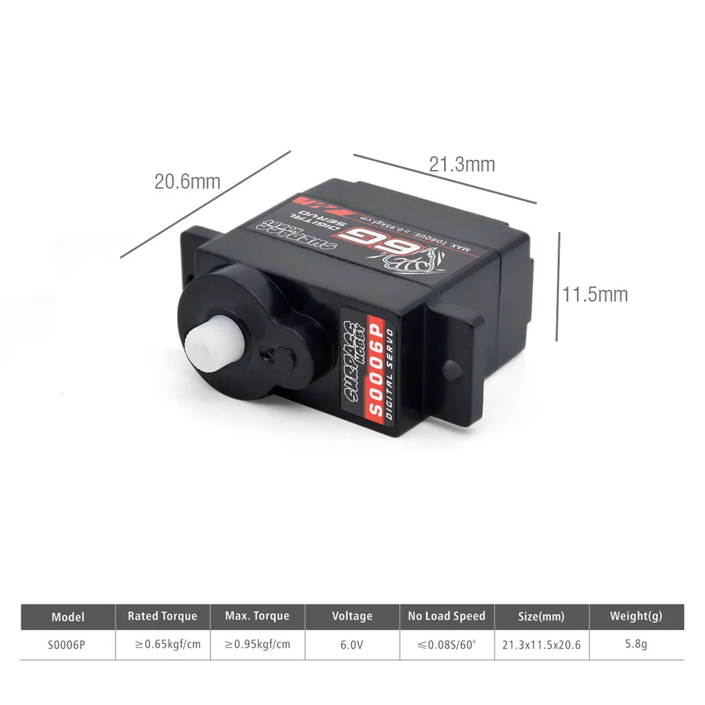 SURPASS HOBBY 6g Plastic Metal Gear Micro Digital Servo for RC Mini Car Boat Robot Plane Fixed-wing Helicopter Drone Accessories