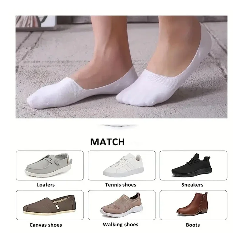 5 쌍 남성용 보이지 않는 양말 실리콘 미끄럼 방지 보트 양말 여름용 경량 통기성 캐주얼 양말