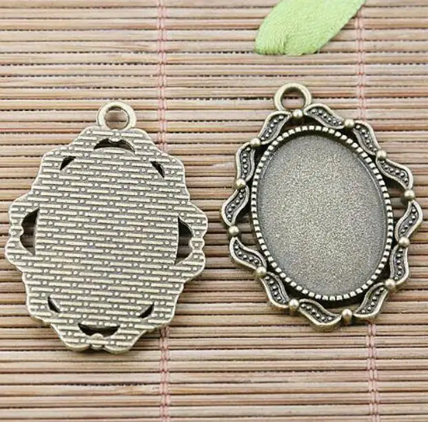 10pcs 38*29mm INNER SIZE:18*25mm hole 3mm antiqued bronze oval shaped rim cabochon setting EF2496