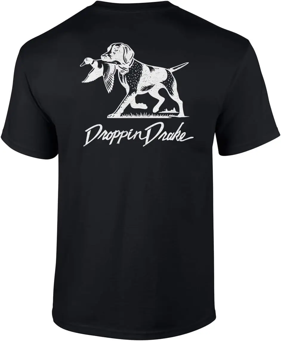 

Mens Droppin Drake Dog Carrying Duck Hunting Southern Duck Call Mens Short Sleeve T-Shirt Vintage T Shirt Men Clothing Camisas G