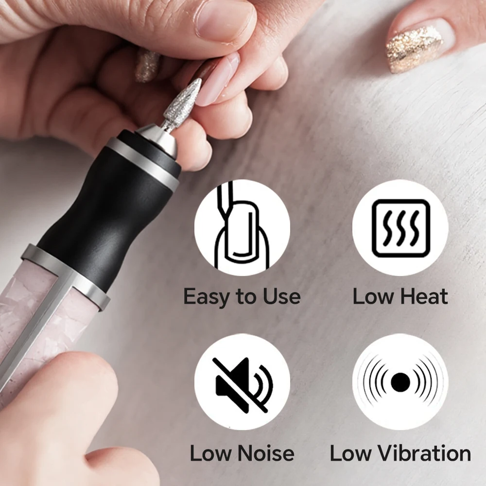 電動ネイルドリルファイル - LEDディスプレイ、12種類のネイルドリル＆6種類のサンディングバンド、充電式ネイルマシンキット、マニキュアペディキュアツール