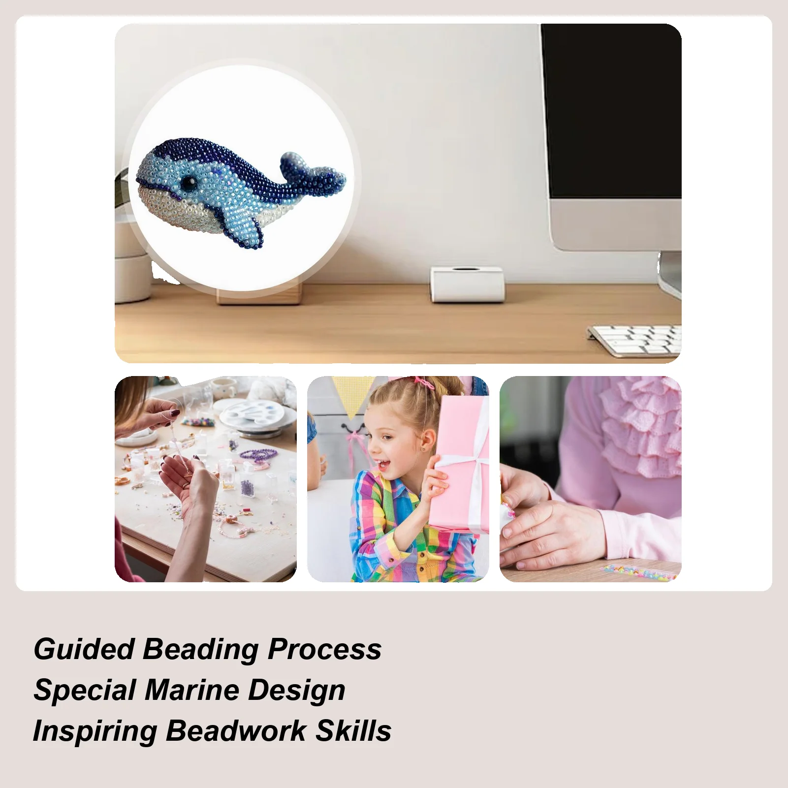 Bead Embroidery Kit Beginner-Friendly Sea Creature Beaded Embroidery Kits Creative Activities Art Craft Supplies For Mother