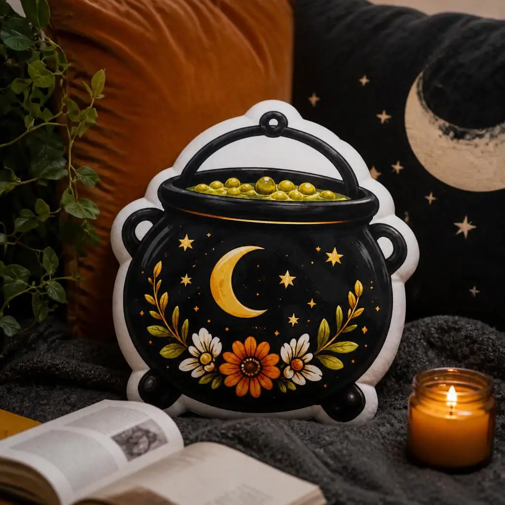Halloween Witch Cauldron Magic Potion Pagan Decor Plush Pillow Cushion Irregular Stuffed Throw Pillow Home Decor Gift Sofa Bed