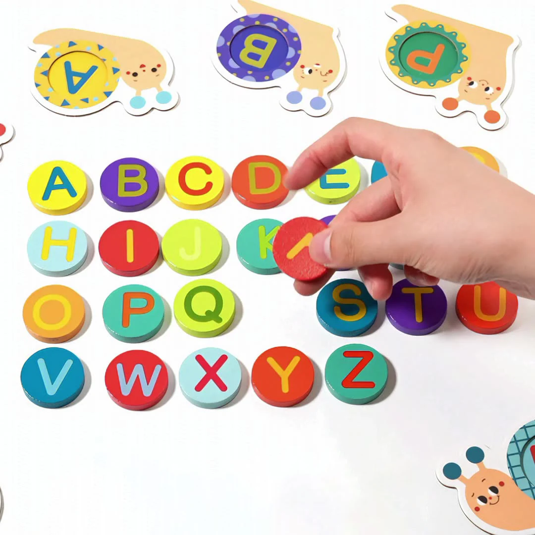 

Wooden Alphabet Matching Puzzle – Montessori Letter Recognition Toy for Toddlers, Early Learning Educational Set for Preschool
