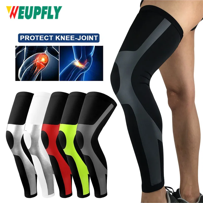 

1Pcs Full Leg Compression Sleeve Knee Pads Cycling Leg Warmers Long Leg Sleeves Cycling Bicycle MTB Riding Legwarmers Men Women