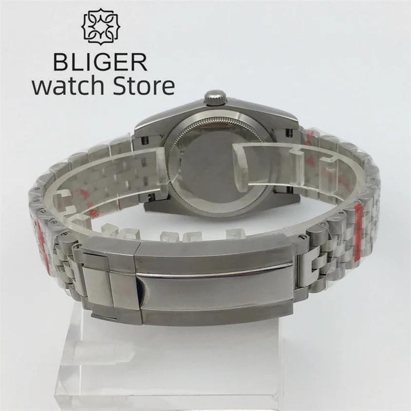 BLIGER 사파이어 유리 녹색 다이얼, 날짜 녹색 발광 NH35A 무브먼트, 자동 남성용 스테인레스 스틸 스트랩, 36mm, 39mm