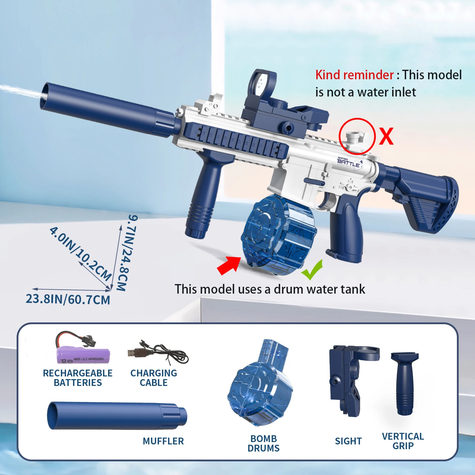 M416 Large Capacity Electric Water Gun Fully Automatic Shooting Toy Summer Beach Outdoor Entertainment Children\'s and Adult Toys