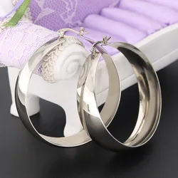 Bxzyrt 1 Pair Silver Color Circle Oversize Earring For Women Vintage Wide Statement Hoop Earring Ladies Stainless Jewelry 2021