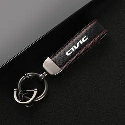 Leather car keychain horseshoe buckle jewelry key chain for Honda CIVIC 10th gen 8th gen with logo  Car Accessories
