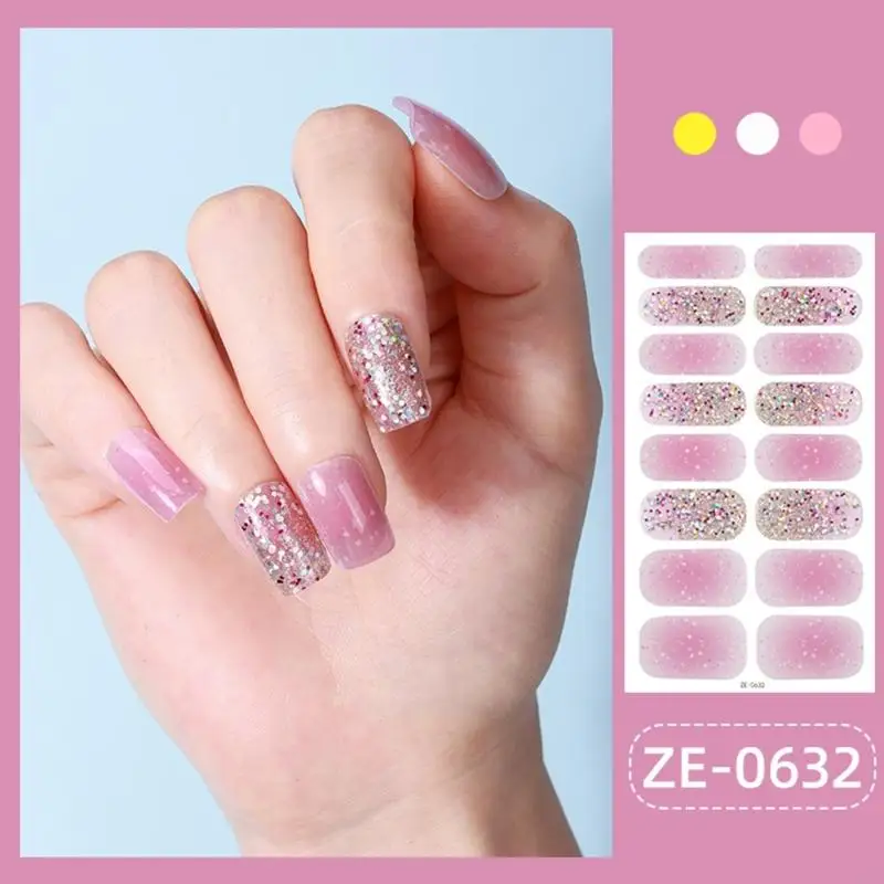 Q1FB Unghie scintillanti Strisce smalto Adesivo per unghie artistiche Adesivi per manicure Adesivo per smalto per unghie per