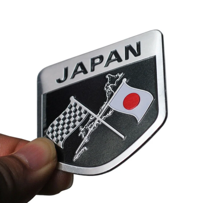 Japan Japanese Flag Shield Emblem Metal Badge Car Truck Motorcycle Body Bumper Garnish Styling Sticker Universal Exterior Parts