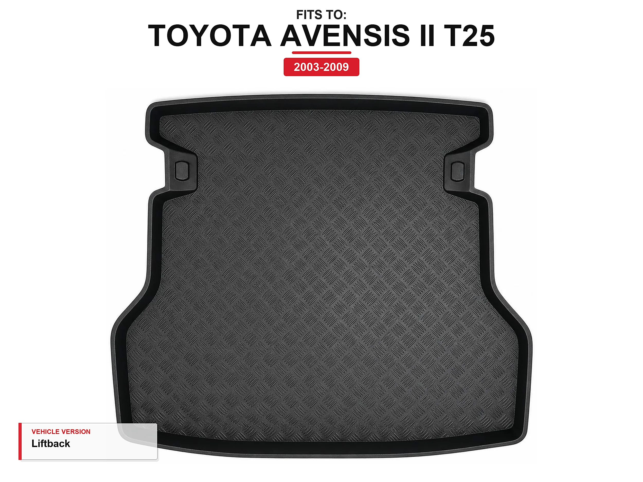 Kofferbakmat met rand voor: Toyota Avensis Ii T25 2003-2009 Liftback