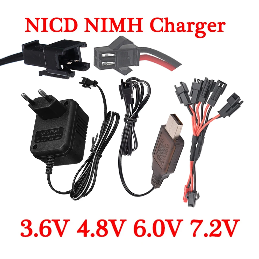 SM-2P Plug Battery Charger for NiCD NiMH Battery 3.6V 4.8V 6.0V 7.2V USB/EU/5-in-1 Charging Charger Input 110V-240V