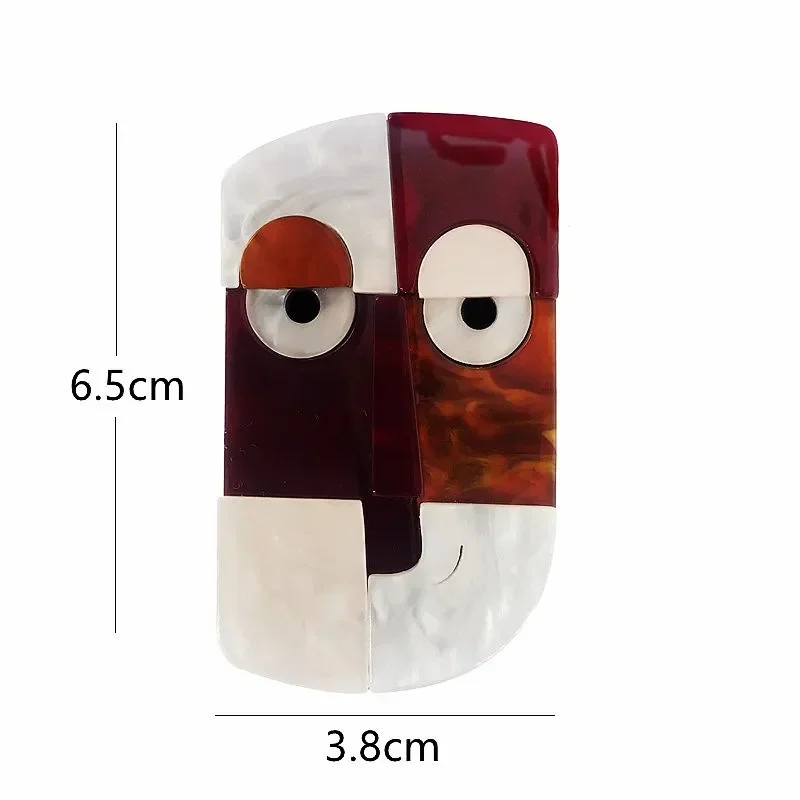 Blucome Acrylic Van Gogh's Abstract Face Cartoon Brooch for Women Men Clothes Bag  Badge New Year Gift