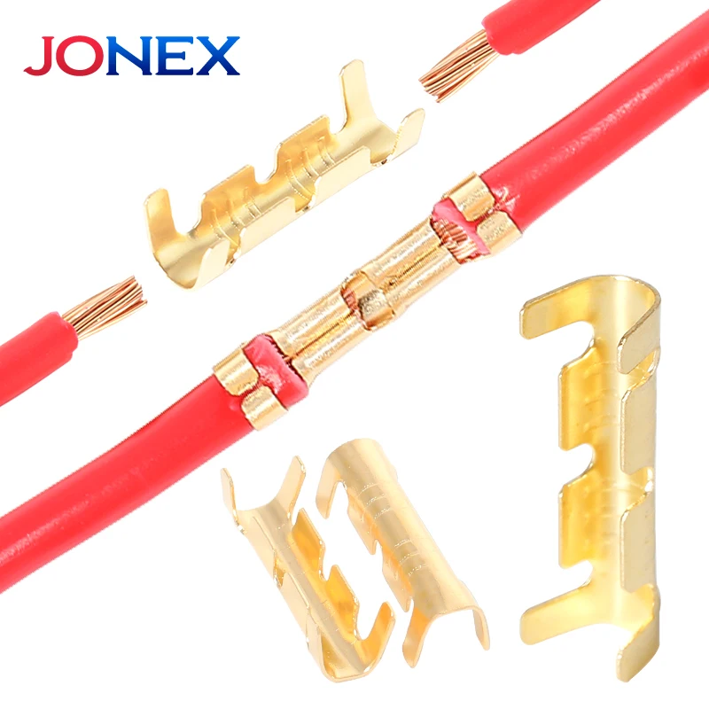 50/100er-Set U-förmige elektrische Kabelklemmen, Anschlussstück U-Typ Messing Crimp-Kit Anschluss mit Schrumpfschlauch für 0,5-1,5 mm² Kabel