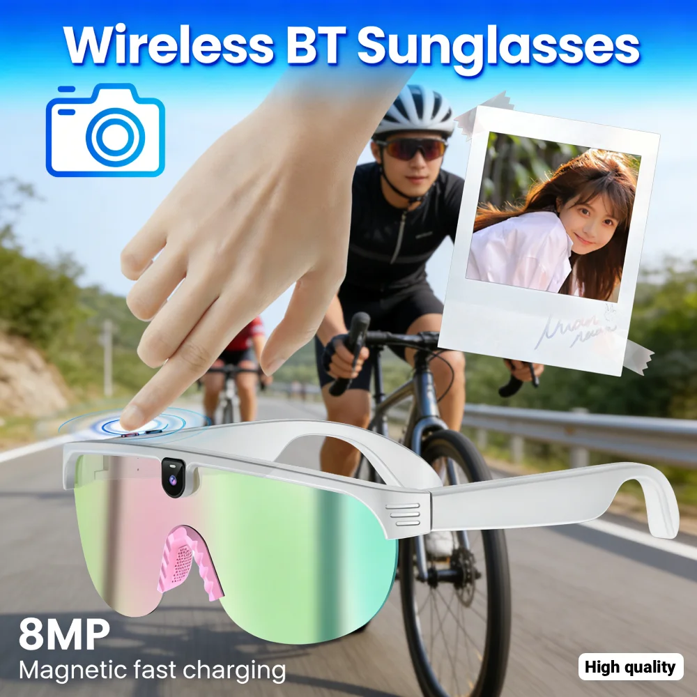 

Беспроводные Bluetooth-очки с функцией стабилизации изображения, умные велосипедные очки, спортивные очки с ИИ-фотографией для активного отдыха, путешествий, спорта и бега