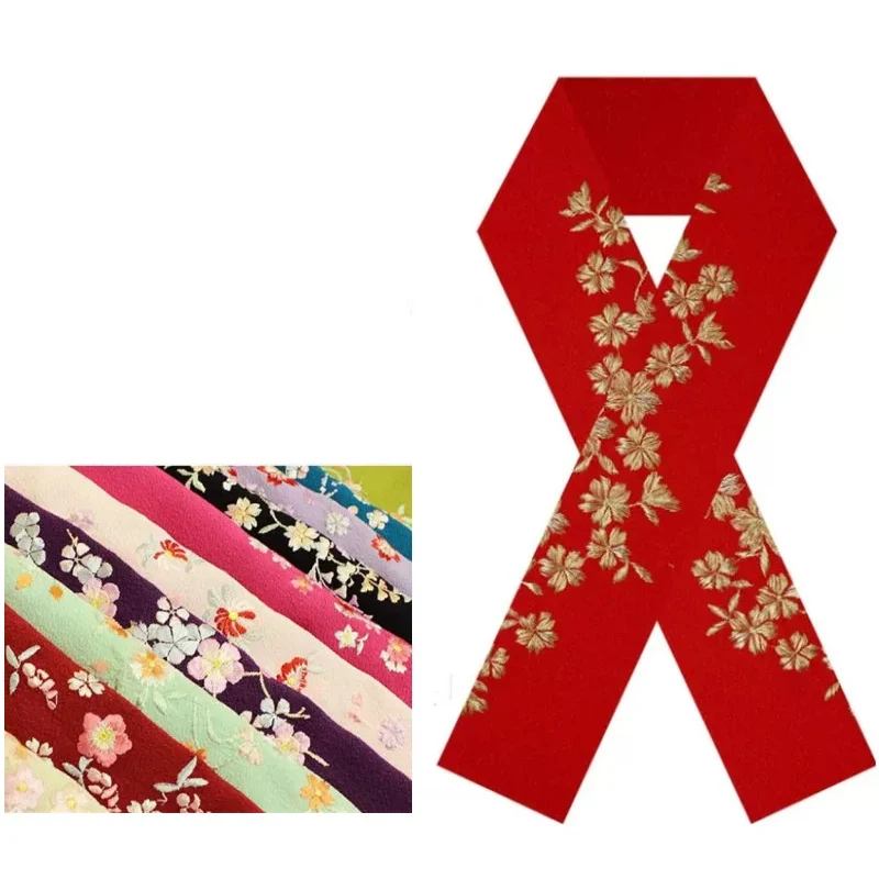 Japanese Kimono Haneri Embroidered Floral Prints Multi Colors Half Collar Yukata Detachable Collar Kimono Accessories