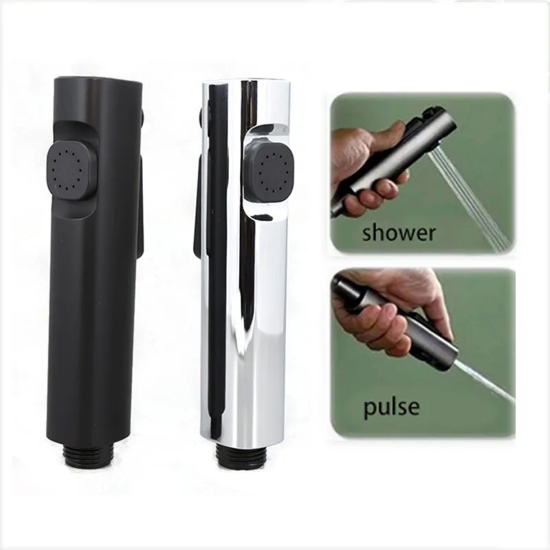 Cabezal de ducha de mano ABS de 2 vías para baño, cabezal de ducha plateado negro, pistola pulverizadora de bidé para inodoro de alta presión, grifo para WC, accesorios de baño S