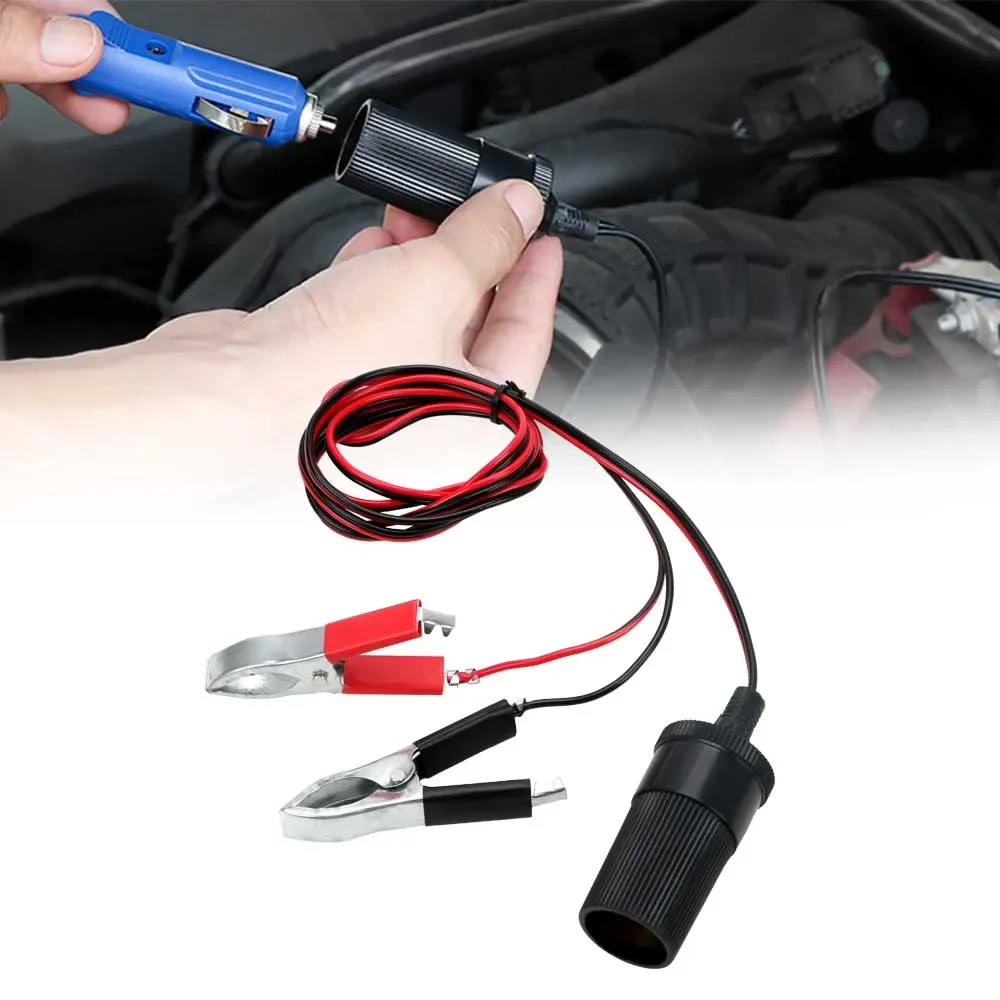 Pure Copper High Power Car Battery Clip to Cigarette Lighter Female Socket 12V 24V 220W Volt Car Socket Plug