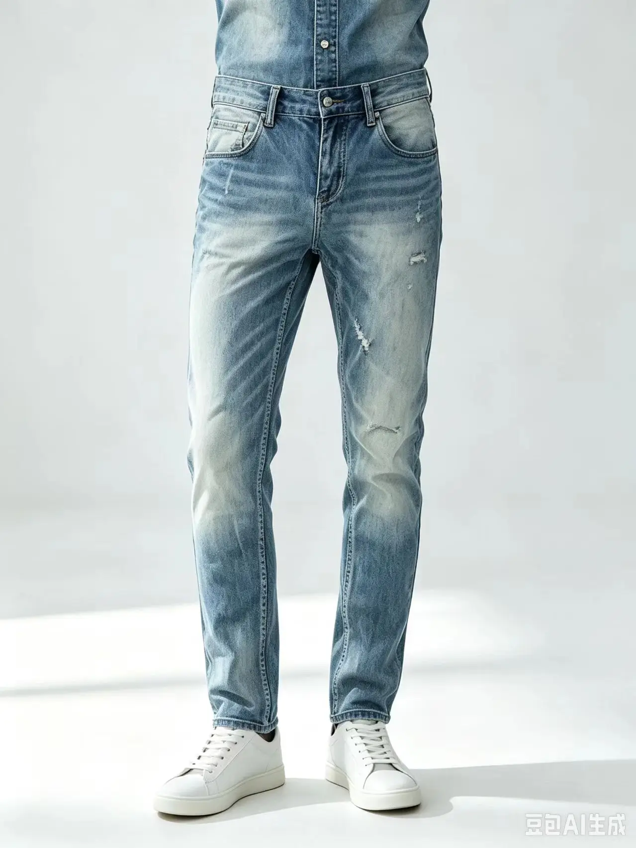 Designer Italian Stretch Slim Fit Men's Jeans Retro Washed Blue High-Quality Embroidered Y2K Fashion Pants