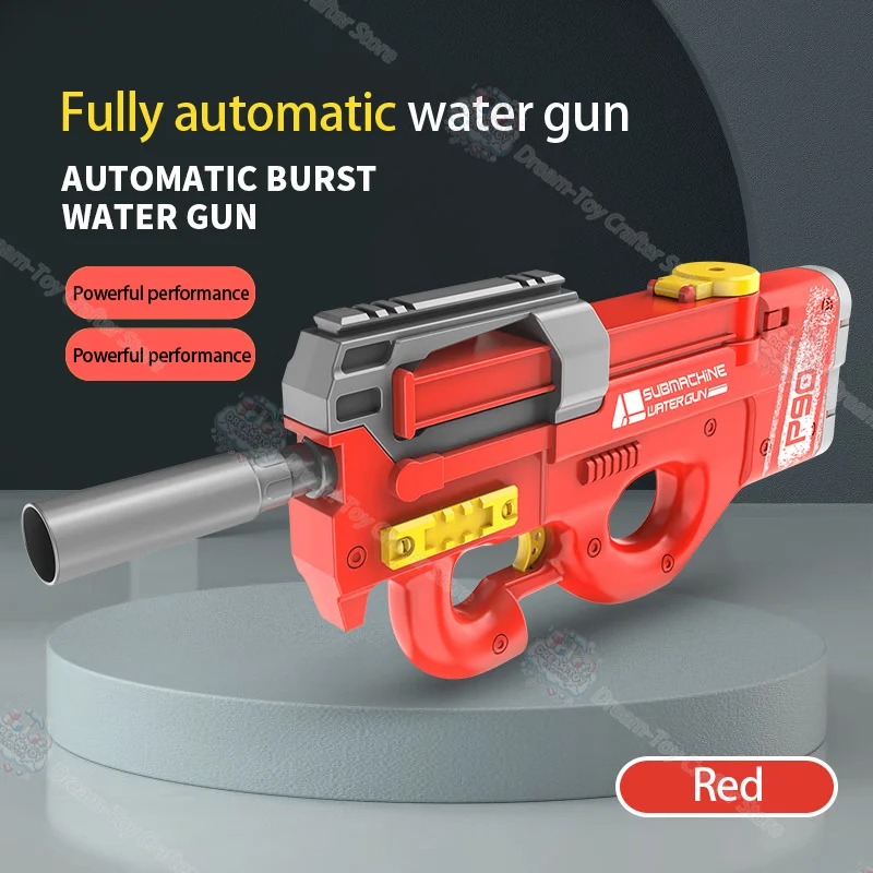 P90電動水鉄砲 男の子向け 自動高圧 大容量 ブラスター ソーカー ビーチ アウトドア スプラッシュシューティング プレイ 楽しい