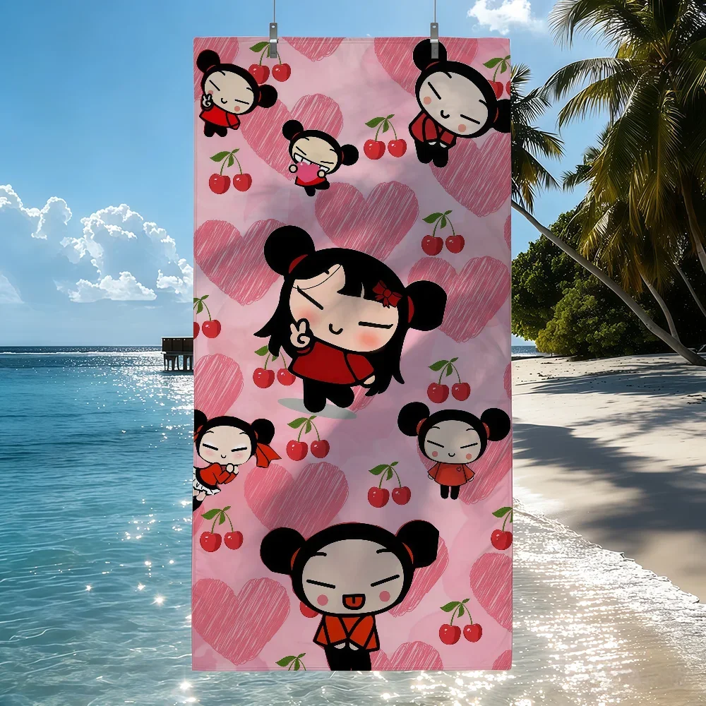 Custom Cartoon G-Garu P-Pucca Towel Drying Bath Towel Applicable To Light Swimming Camping Yoga Beach Out