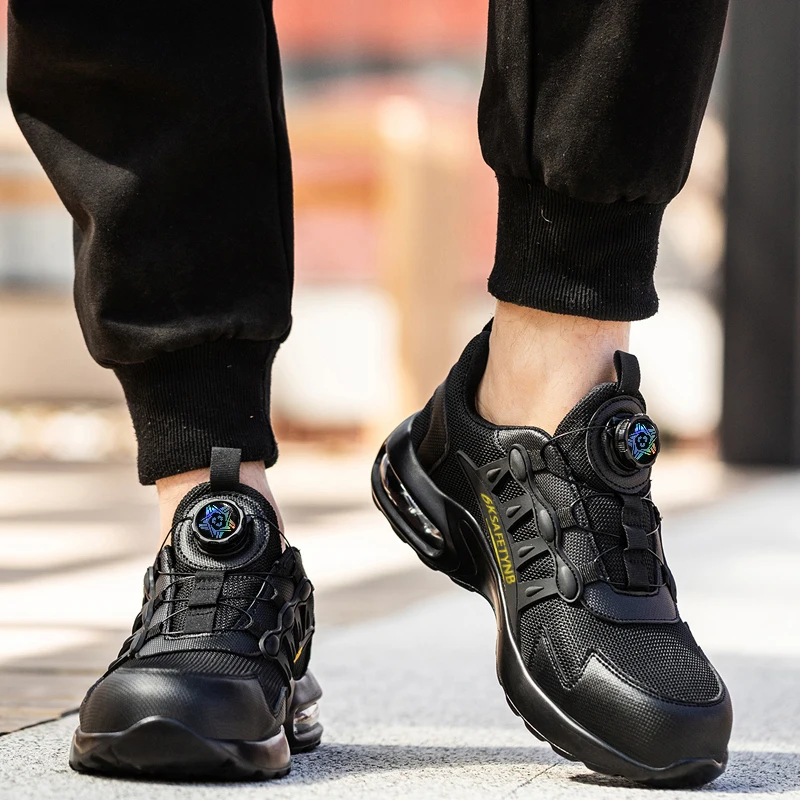 Rotating Button Puncture-proof Protective Shoes Work Boots Steel Toe Shoes Safety Shoes Men Work Sneakers Indestructible Shoes
