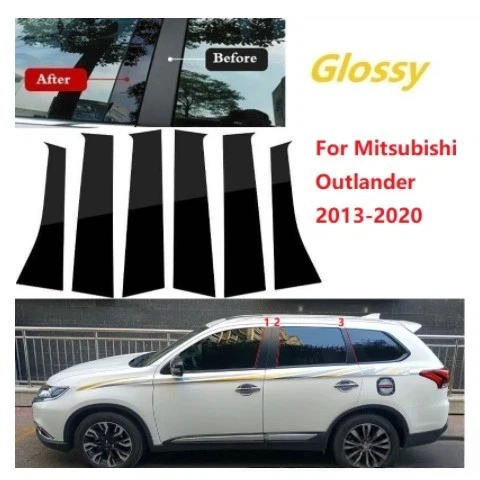 

For Mitsubishi ASX Outlander 2016-2023 6PCS Window Trim Covers Center Film Column B C Pillar Posts Sticker Car Accessories