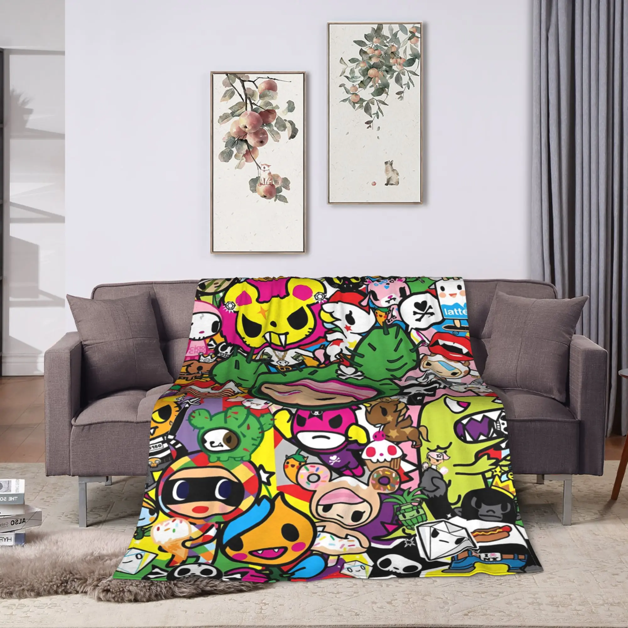 Tokidoki Kawaii Donutella Sandy Unicorno Blanket  Decorative Flannel Throw Blanket For Bedroom Warm Soft Bedspread Birthday Gift