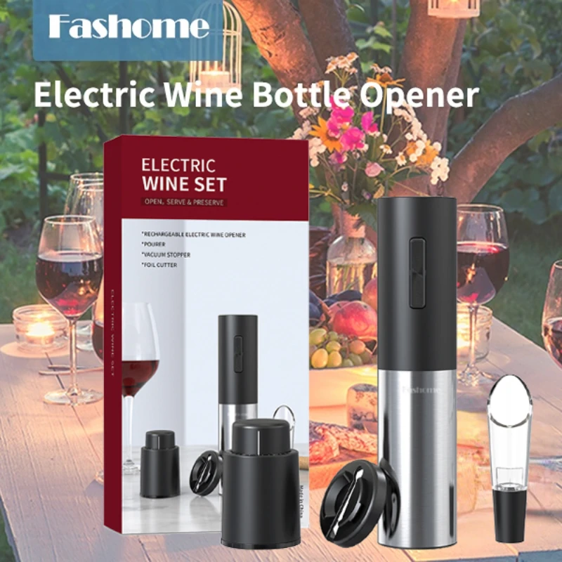 Portable One Click Button Wine Corkscrew Wine Lovers Gift for Kitchen Stainless Steel Electric Wine Opener Type-C Fast Charging