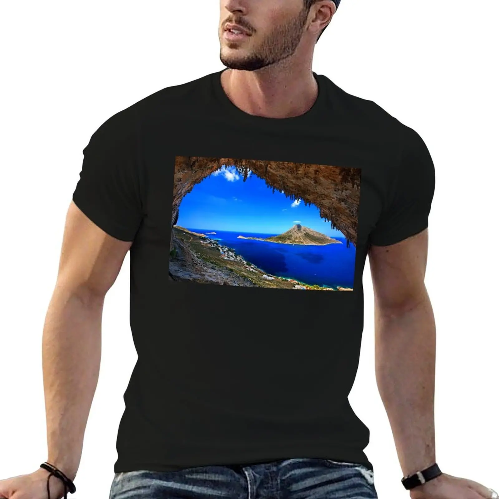 Grande Grotta, paraíso de escalada-Camiseta de la isla de Kalymnos, camiseta lisa para hombre